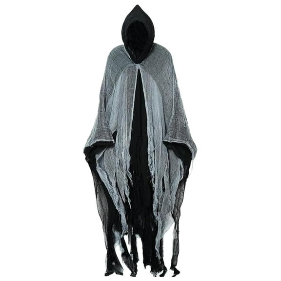 XXWXYD Grim Reaper Jumpsuit for Adults, Black Hooded Cloak with Scythe Prop, Scary Halloween Robe for Horror Parties & Cos-play Events