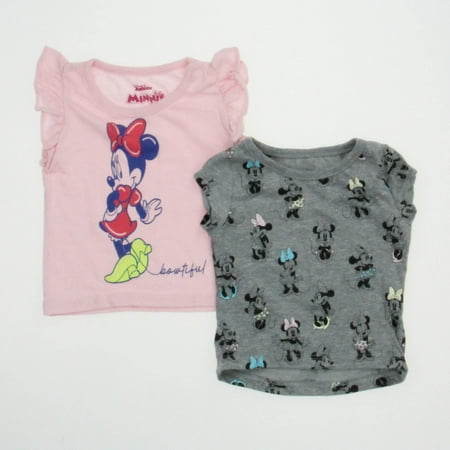

Pre-owned Disney Girls Gray | Pink Short Sleeve Shirt size: 12 Months