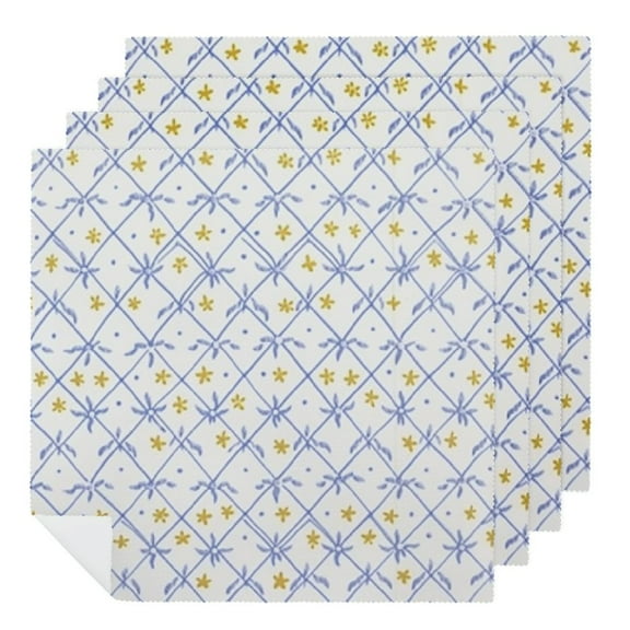 Qinduosi Blue Plaid Cloth Napkins, Napkins Cloth Spring Color, Washable Napkins for Dinner Table Kitchen Party, Wedding, Restaurant