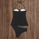 thumbnail image 4 of Trajes de baño Amzcrzy Tankini para mujer, trajes de baño, trajes de baño, bikini para mujer, color sólido, moda, sin hebilla, ajustable, sin espalda, conjuntos de bikini negro, M, 4 of 7