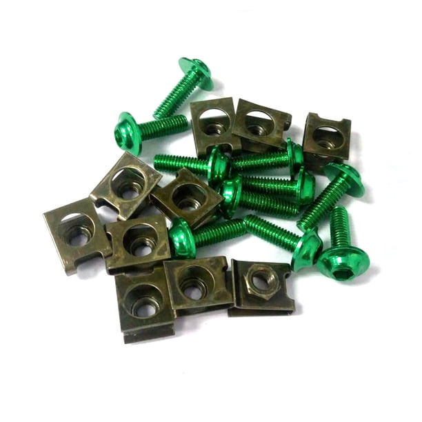 10Unids U-Tipo Abrazadera Clip M6 Tornillo Fijación para Carenado de La Motocicleta Metal Verde