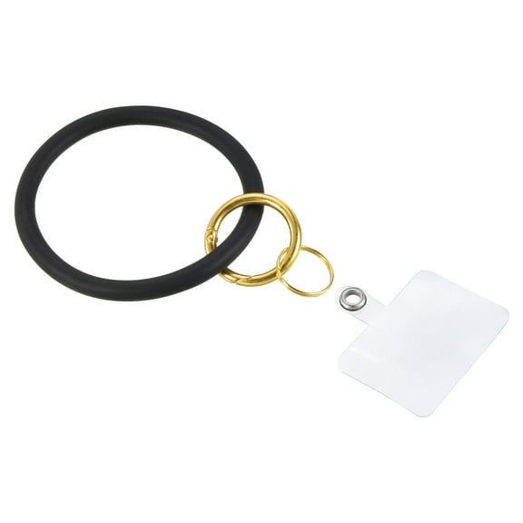 Uxcell Key Ring Bracelet Silicone Wrist Keychain Circle Wristlet Keyrings, Black