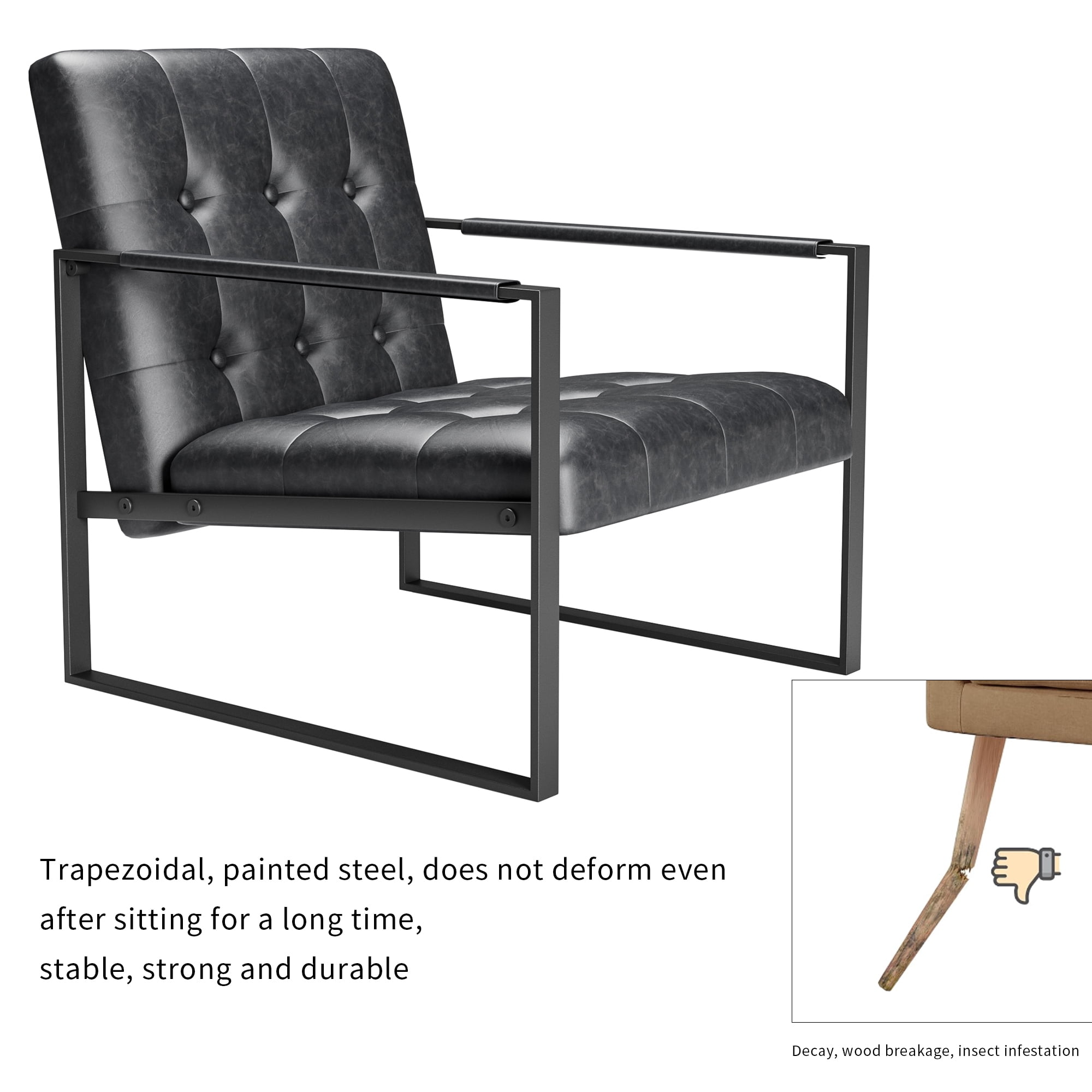 Modern Accent Chair,PU Upholstered Accent Chair Armchair Sofa Chair for Bedroom,Living Room,Office,