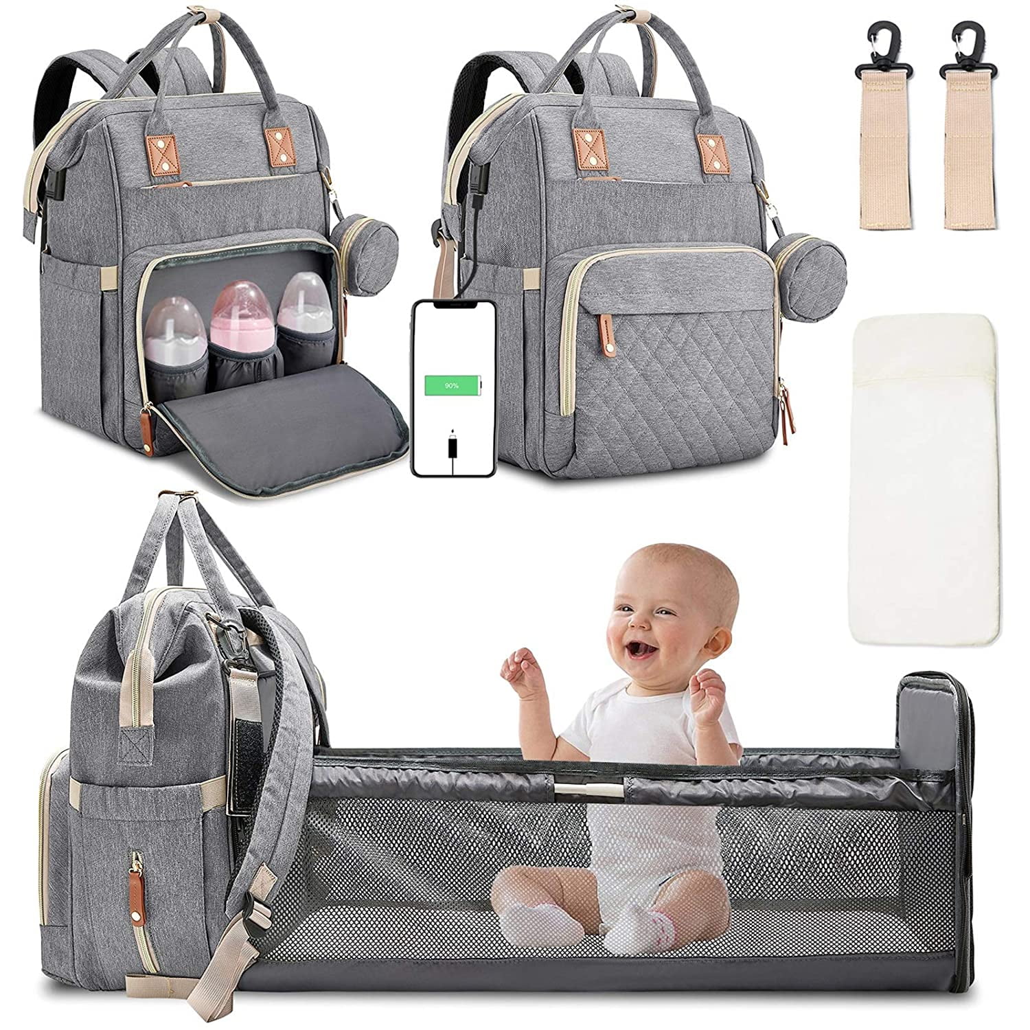 Diaper Bag Backpack, Large Baby Bag for Boys and Girls, Multi