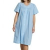 Women's Miss Elaine 857613X Plus Size Seersucker S/S Short Snap Front Robe (Blue/White Check 3X)
