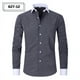 thumbnail image 4 of Blusa y camisa de manga larga con cuello vuelto para hombre, cárdigan a rayas con cuello vuelto, camisa de botones de estilo profesional, blusa de poliéster para hombre, 4 of 4