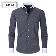 cfhntfmh Men's Striped Dress Shirts Business Casual Formal Shirts Stretch Regular Fit Slim Tshirts Button down Shirt(Black,X-Large)