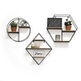 thumbnail image 5 of InPlace Shelving, 16x19 inch, Metal Diamond Shaped Wall-Mounted Wall Shelf, Light Oak Brown, 5 of 5