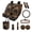 Brown - Bear Camo Hunting American Flag, variant on Aztec Eagle Print Car Seat and Steering Wheel Cover Set American Flag Print Car Front Rear Seat Covers Safety Belt Pads Rearview Mirror Cover Trash Bag Cup Coasters Key Chain