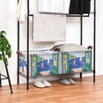 thumbnail image 3 of Yayeee Foldable Storage Basket for Shelves with Handles Set of 2 Waterproof Cloth Bins, Green Seaside, 3 of 7