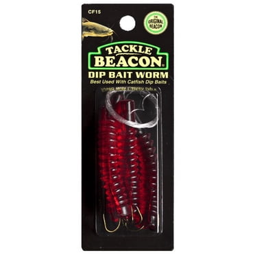 Catfish Dip Bait Worms - Red Color, 3 Pack - Fishing Lure For Catfish Anglers