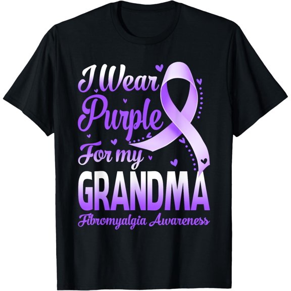 Premium Comfort - I Wear Purple For My Grandma Fibromyalgia Awareness Ribbon T-Shirt
