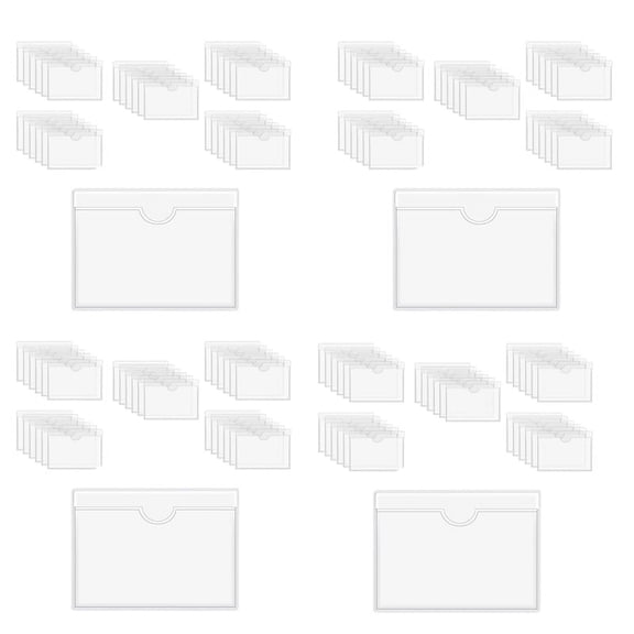 180Pcs Self-Adhesive Label Holder Card Pockets Label Holder Clear Library Card Holders with Top Open for Index Cards