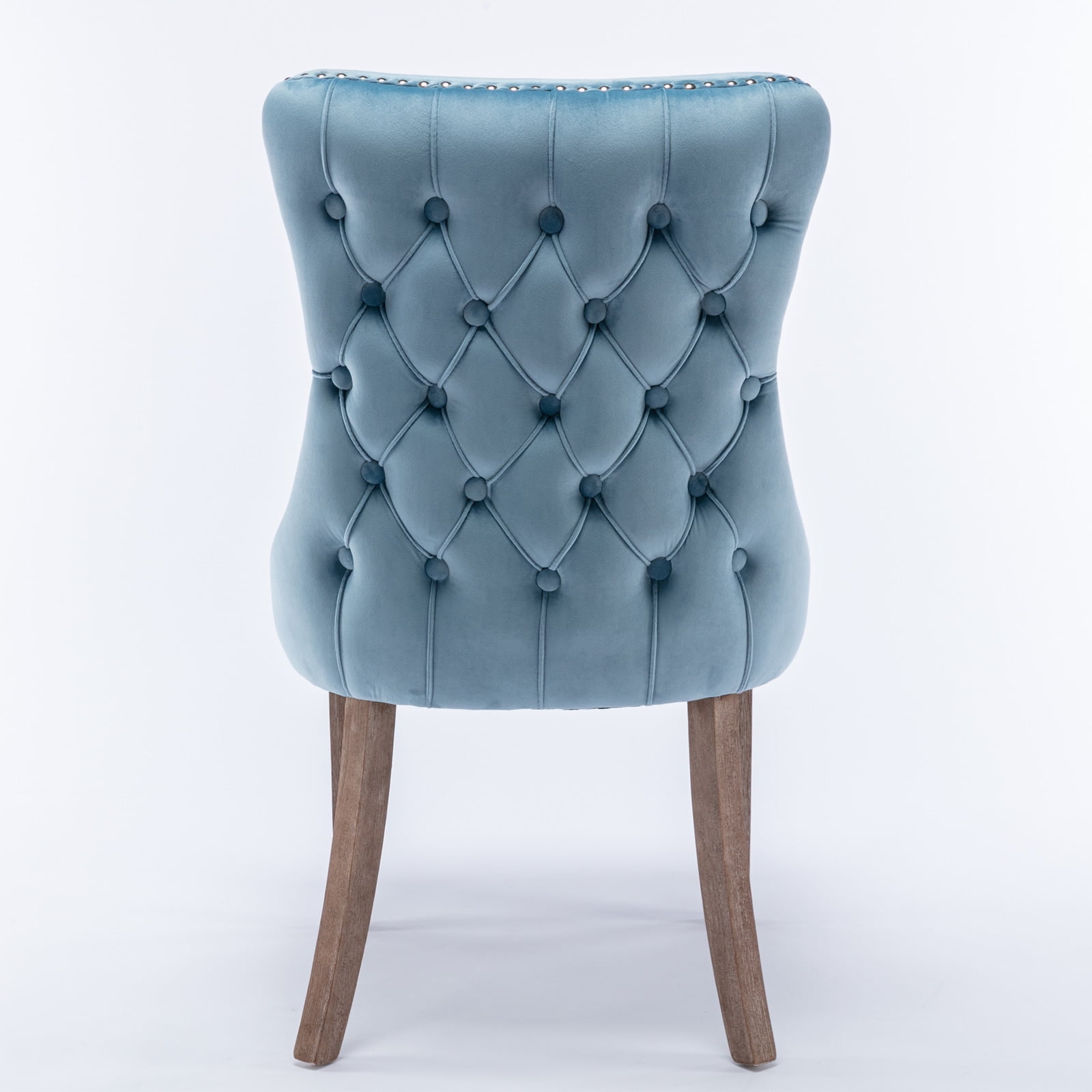 Resenkos Set of 2 Modern Dining Chairs Upholstered Accent Chair, Mid Century Armless Leisure Chair with Wood Legs, Light Blue