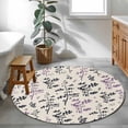 thumbnail image 3 of Purple Grey Botanical Round Area Rug 4Ft Washable Circle Rugs for Bedroom Dining Room, Rustic Country Spring Floral Summer Leaf Non-Slip Carpet Floor Mats Indoor Outdoor Carpet Runner Home Decor, 3 of 8