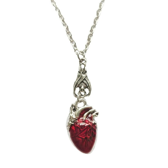 GENEMA Anatomy Heart Necklace with Elegant Crystals for Trendy Women Seek Unique and Passionate Gothic Jewelry Accessories