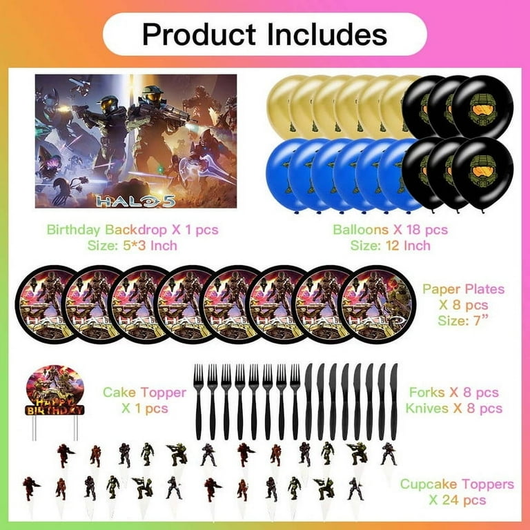 halo-master-chief-party-supplies-plates-decorations-birthday-cake-topper-banner-decor-backdrop-balloons-walmart-com for Free Printable Halo Birthday Invitations Halo Master Chief Party Supplies Plates Decorations Birthday Cake Topper Banner Decor Backdrop Balloons - Walmart.com for Free Printable Halo Birthday Invitations