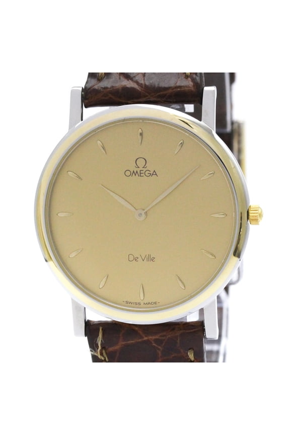 Pre-Owned OMEGA De Ville Prestige Quartz Gold Plated Mens Watch 7400.11 Polished