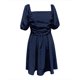 thumbnail image 5 of Vestido plisado con cuello cuadrado y mangas abullonadas para mujer - Vestido mini informal de verano en color liso - S-XXL, 5 of 5