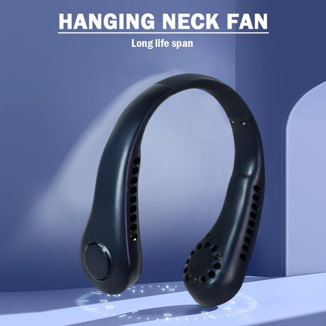 Ventilador de cuello colgante sin aspas Ventilador de banda para el cuello cómodo para el hogar al aire libre (Azul A)