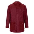 thumbnail image 4 of Penkiiy Mens Zipper Bomber Long Jacket Hooded Lightweight Windproof Trench Coat Casual Windbreaker Notched Lapel Overcoat 2XL Red, 4 of 6