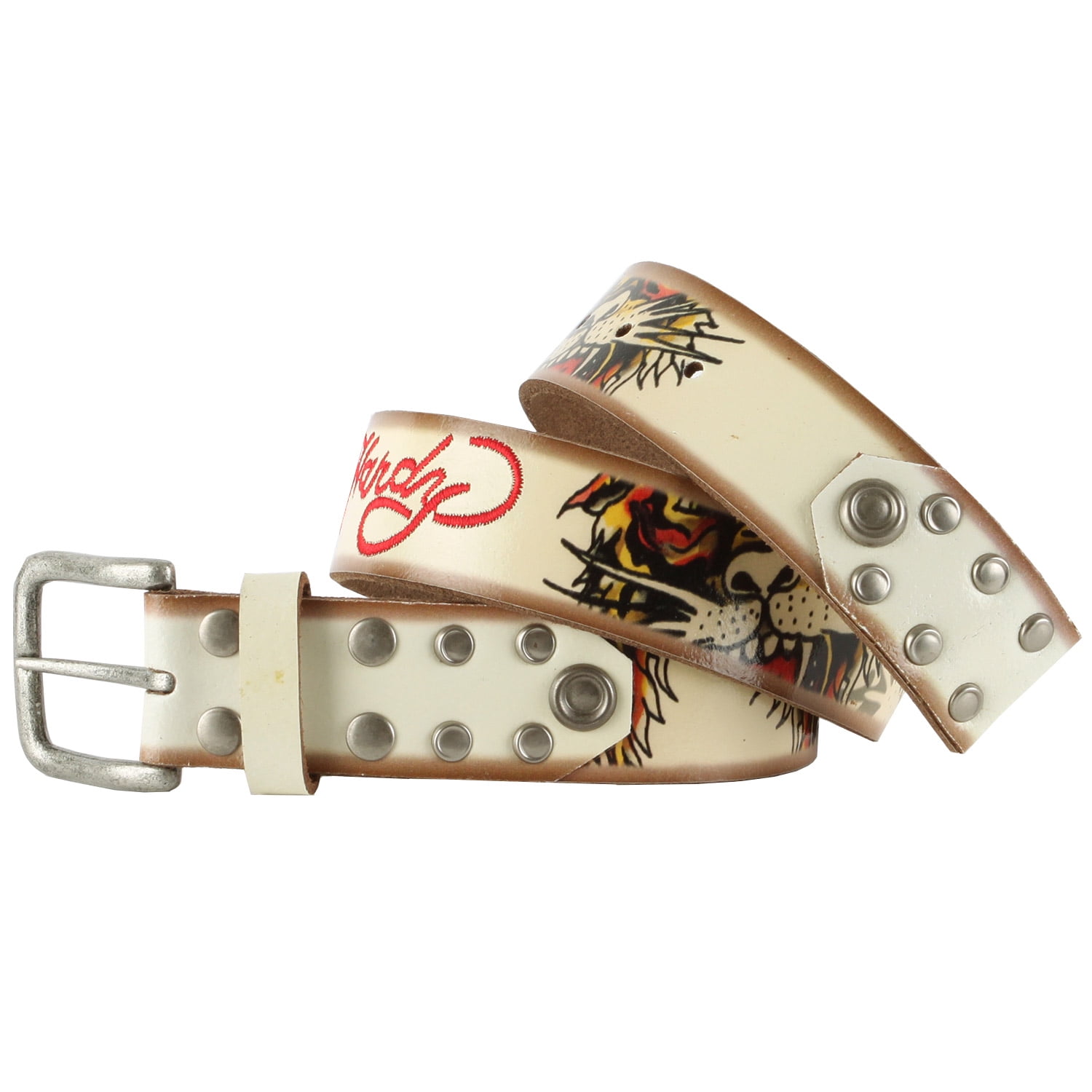 Ed Hardy EH1110K Open Mouth Tiger BoysLeather Belt