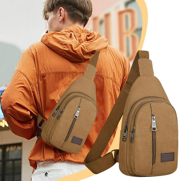 Thickened Zipper Outdoor Canvas Chest Bag Men's Chest Bag Hiking Backpack Multipurpose Crossbody Chest Bag Messenger Bag Men's Chest Bag