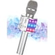thumbnail image 1 of Micrófono inalámbrico Bluetooth de karaoke para Android/iOS, con función de grabación y luces LED danzantes, portátil, plateado, 1 of 5