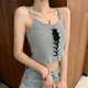 thumbnail image 5 of Camisola de punto con tirantes y cordón para mujer, color liso, sexy, sin mangas, para verano, 2024, 5 of 5