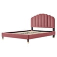 thumbnail image 2 of Platform Bed Frame, Tufted, Queen Size, Pink, Velvet, Bedroom, Modern Contemporary Boutique HB35173, 2 of 5