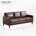 thumbnail image 3 of Bonzy Home 77" Mid-Century Modern Sofa — 3-Seat Faux Leather Couch, Small-Space Black Sofa with Padded Cushions, 3 of 6