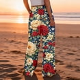 thumbnail image 5 of American 250th Anniversary Pants for Women Patriotic USA Flag Print Wide Leg Pajama Bottoms Slit Baggy Elastic High Waist Classic Fit Soft Pants, #01 Multicolor, L, 5 of 5