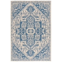 SAFAVIEH Courtyard Melva Medallion Indoor/Outdoor Area Rug, Beige/Blue, 5'1" x 7'6"