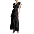 thumbnail image 4 of Vestido largo de mujer Inspire Chic con escote en V, con volantes y corte acampanado, talla 2XL, negro, 4 of 6