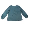 thumbnail image 1 of Camiseta holgada Nikou mujer color puro transpirable mangas largas cuello en V verde XL, 1 of 15