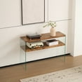 thumbnail image 6 of Nmkwnr Wood Console Table with Tempered Glass Base, Rectangle Side Table for Living Room, Dining Room, 6 of 6