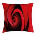 thumbnail image 1 of Rose Throw Pillow Cushion Cover, Extreme Close Up of Red Rose Bloom Swirled Spiral Petals Beauty in Nature Theme, Decorative Square Accent Pillow Case, 16 X 16 Inches, Vermilion Black, by Ambesonne, 1 of 2