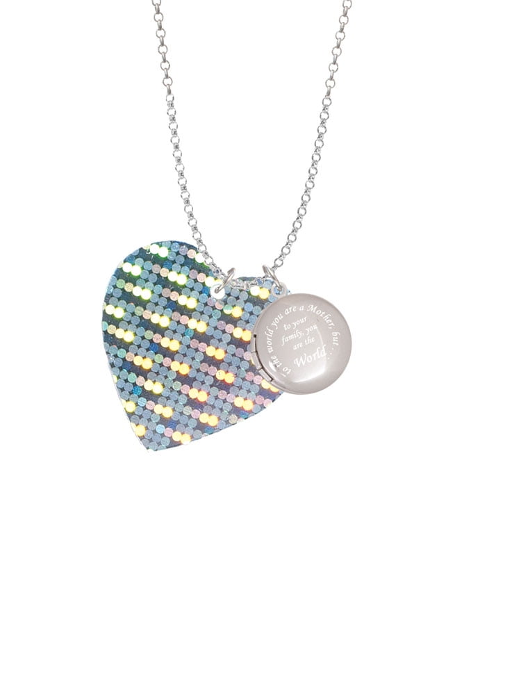 Delight Jewelry Acrylic Large Hologram Heart To the World You are a Mother Locket Necklace