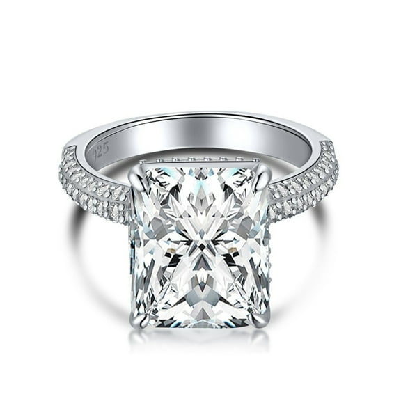 8 Carat Crushed Ice Radiant Cut Engagement Rings 925 Sterling Silver Hidden Halo Wedding Ring CZ Simulated Big Diamond Ring Size 5-9