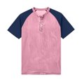 thumbnail image 5 of Henley Shirts for Men Summer Casual Crew Neck Raglan Short Sleeve Color Block Tops Dress Shirts, 5 of 5