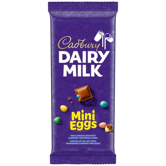 CADBURY DAIRY MILK Milk Chocolate Bar with Mini Eggs Candy, CADBURY DAIRY MILK Milk Chocolate with CADBURY Mini Eggs, 180 g, CADBURY DAIRY MILK MINI EGGS 180G 12