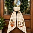 thumbnail image 5 of Halloween Pumpkin Wreath Sash, Fall Front Door Decor Monogram Initial, Plaid Pumpkin Bow Decorative Tie for Wreath Garland Yard by Akmoler, 5.12" × 54.33", 5 of 7