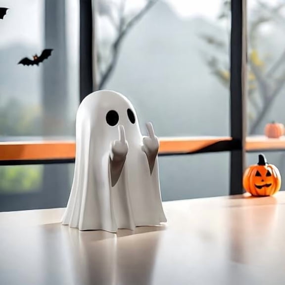 Ghost Decor Cute Spooky Resin Ghost Statue Decoration for Halloween Home Decor Outdoor Window Decorations  Perfect for Indoor & Porch Halloween Decor