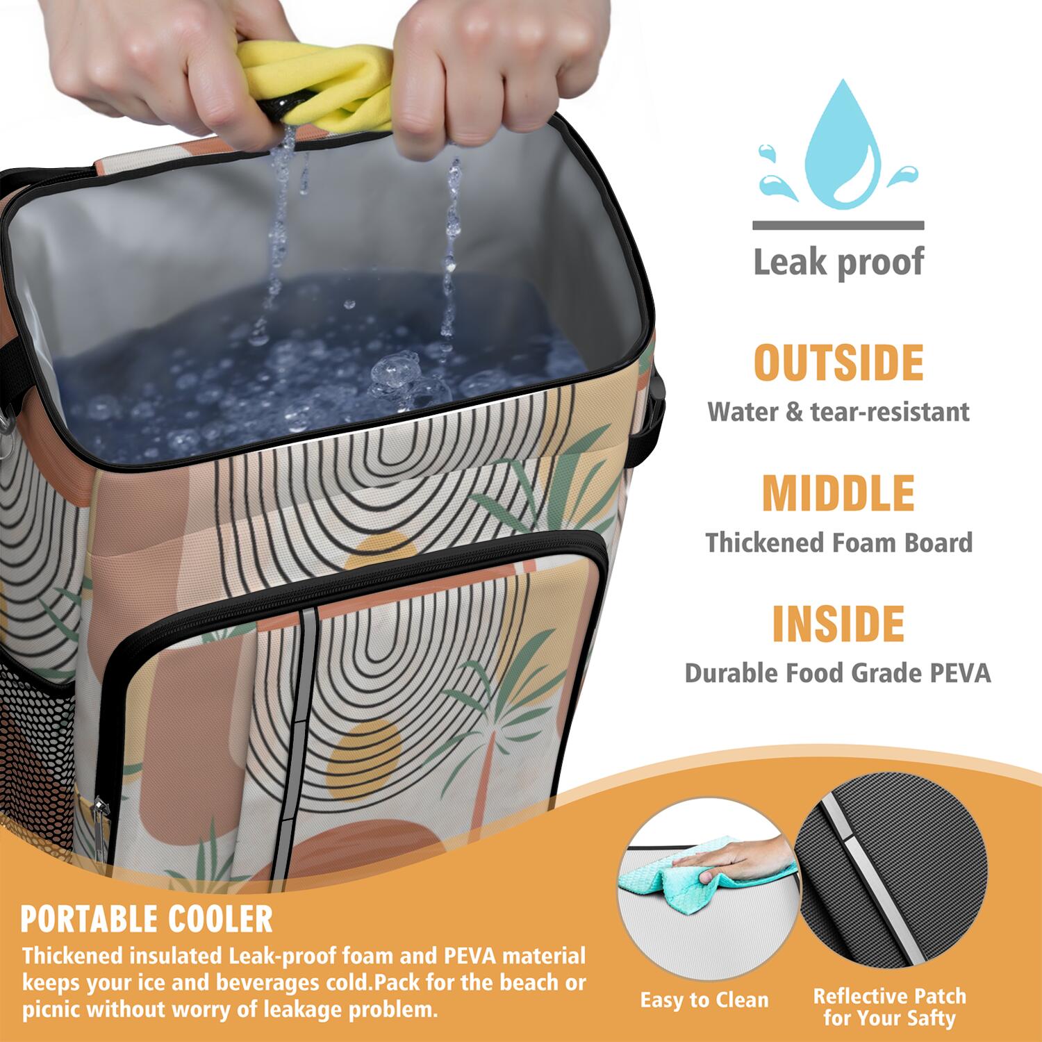 Travel Cooler Bag - Boho Bohemian Art Camping Beer Cooler Backpack with Bottle Opener- Waterproof Insulated Picnic Backpacks - Cooler Bag for Beach