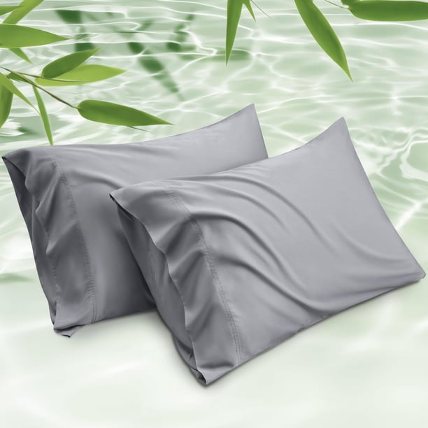 Fundas de almohada Bedsure King Size, rayón, bambú, plata y gris