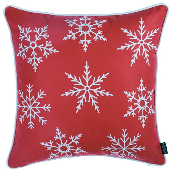 18"x18" Red Snowflakes Christmas Decorative Throw Pillow Cover