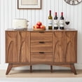 thumbnail image 3 of LEFHDA 47.2" Mid Century Modern Buffet Sideboard Cabinet with 3 Drawers & 2 Doors — Kitchen Coffee Bar, Living Room Storage Cabinet with Adjustable Shelves, 3 of 10
