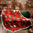 thumbnail image 6 of 50" X 60" Christmas Tree Throw Blanket, Winter Holiday Sherpa Fleece Blanket, Flannel Christmas Tree Blankets for Winter and Xmas Bedroom, Couch Decorations and Gift (Red, 6 of 6
