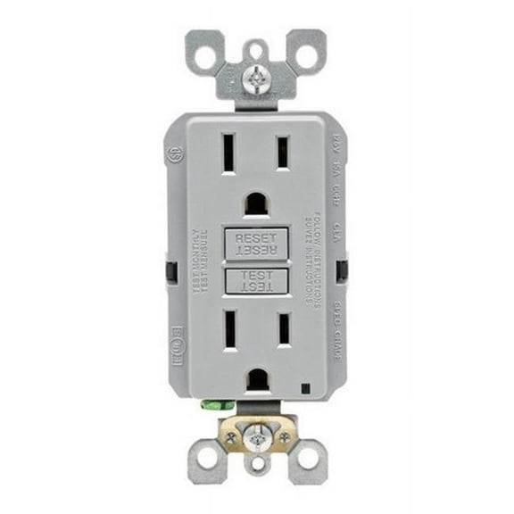 15 Amp Self-Test SmartlockPro Slim Duplex GFCI Outlet, Gray