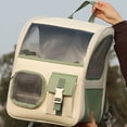 thumbnail image 3 of Mochila portátil para mascotas, con malla transpirable, para gatos y perros, para exteriores, color verde y blanco, 3 of 8